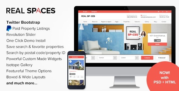 Real Spaces (v3.2.3) WordPress房产目录主题 - 专业房地产网站解决方案