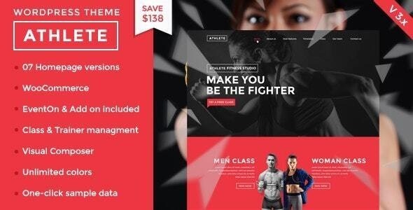 Athlete Fitness (v3.8.4) 健身与运动WordPress主题 - 专业健身房网站设计