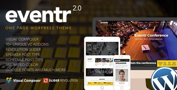 Eventr (v2.0) 单页活动WordPress主题 - 专业活动策划与展示