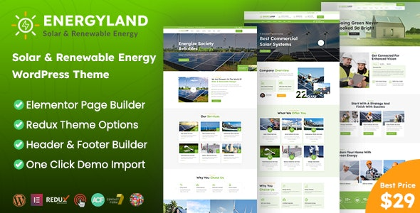 Energyland (v1.2.0) 太阳能与可再生能源WordPress主题