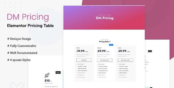 DM Pricing (v1.0.0) WordPress插件 - 专业定价表与套餐展示工具