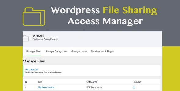 WP FSAM (v1.1) File Sharing Access Manager - WordPress文件共享访问管理插件