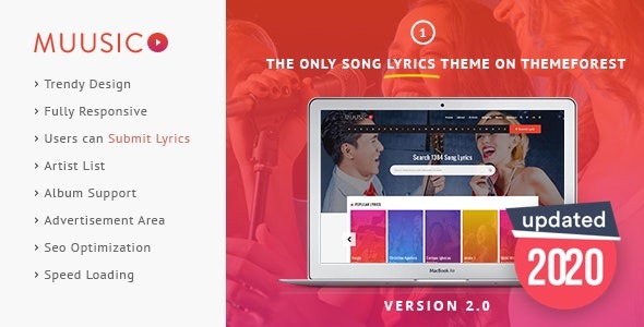 Muusico (v2.9.8.1) 歌词WordPress音乐主题