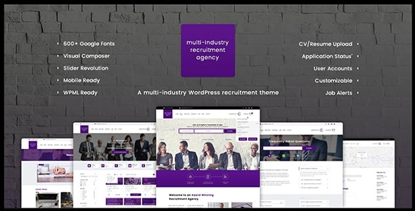 Recruitment Agency (v1.1.5) 多行业响应式WordPress主题 - 招聘机构专用模板