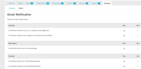 BuddyPress Default Email Notification Settings Control v.1.1.1 - 默认电子邮件通知设置控制插件