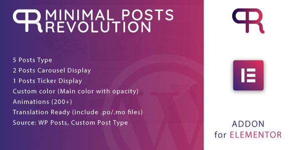 Minimal Posts Revolution For Elementor WordPress Plugin v1.0.0 - Elementor文章展示革命性插件