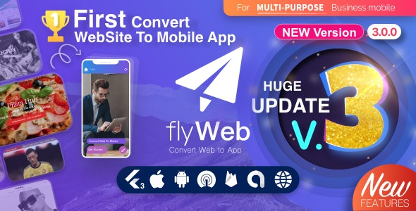 FlyWeb for Web to App Convertor Flutter + Admin Panel v3.0.6 - 将网站转换为Flutter应用并附带管理面板的解决方案