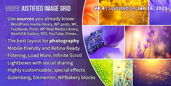 Justified Image Grid (v4.7) Premium WordPress Gallery - 高级WordPress图片网格展示插件