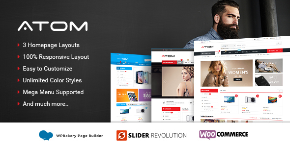 Atom (v1.5.11) 响应式WooCommerce WordPress主题 - 电子商务网站设计解决方案