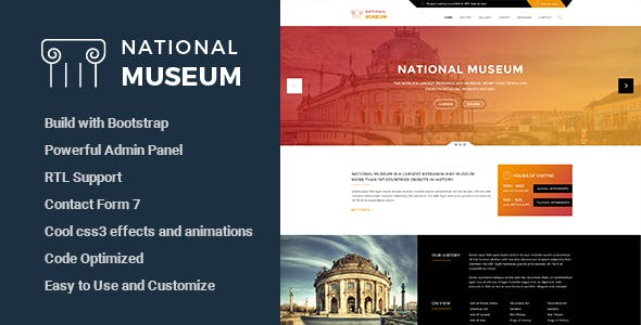 Museum (v3.0) 响应式WordPress主题 - 博物馆网站设计