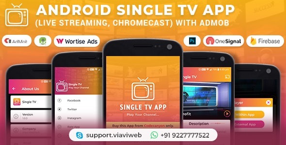 Android Single TV App v1.6 (直播流媒体, Chromecast) 带Admob广告的WordPress主题