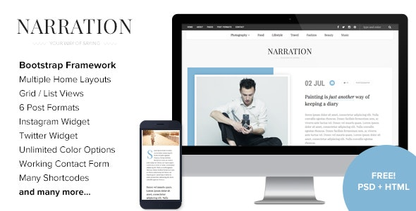 Narration (v2.0) 一款响应式WordPress博客主题