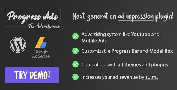 Progress Ads (v1.3.2) WordPress Adsense & Banner 广告插件 - 可跳过广告管理工具