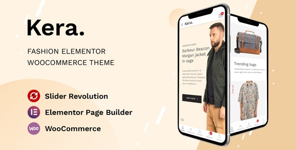 Kera v1.2.16 时尚Elementor WooCommerce主题 - 响应式设计，电商解决方案