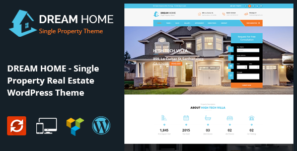 DREAM HOME (v2.6) 单属性房地产WordPress主题 - 梦想家园房地产网站模板