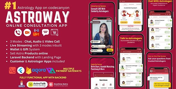 Astroway v2.1.3 星座咨询应用带PHP后端 | 音视频通话，聊天与直播功能