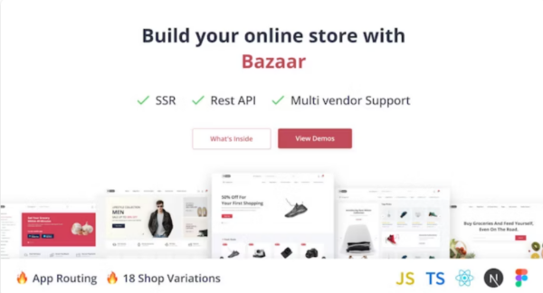 Bazaar Pro v5.2.1 - 多功能Next.js电子商务模板