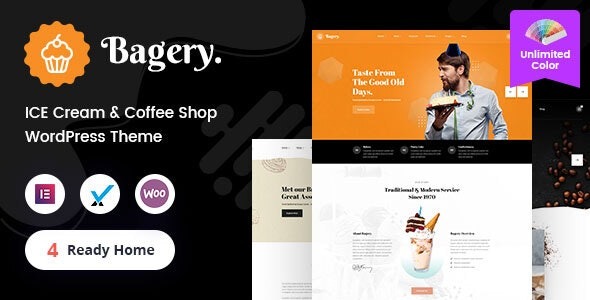 Bagery (v2.0) 冰淇淋店WordPress主题 - 专业甜品店网站设计