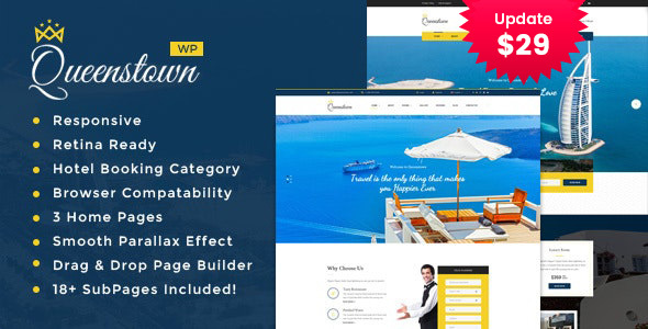 QueensTown (v1.3) 度假村和酒店WordPress主题