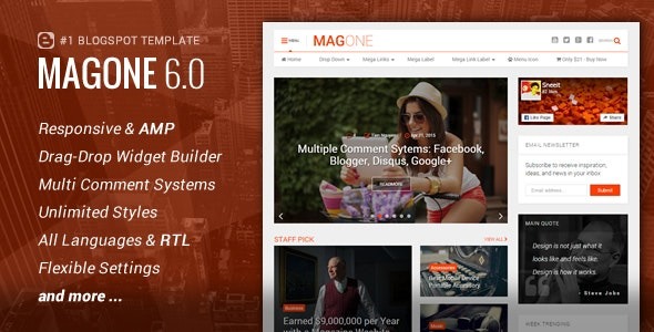 MagOne v6.9.962 响应式新闻杂志博客模板 - 专业新闻与杂志网站设计