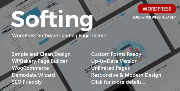 Softing (v1.4.2) WordPress软件着陆页主题 - 响应式设计与专业布局