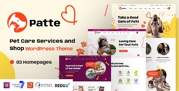 Patte (07 Jan, 2025 version) 宠物护理与宠物商店WordPress主题
