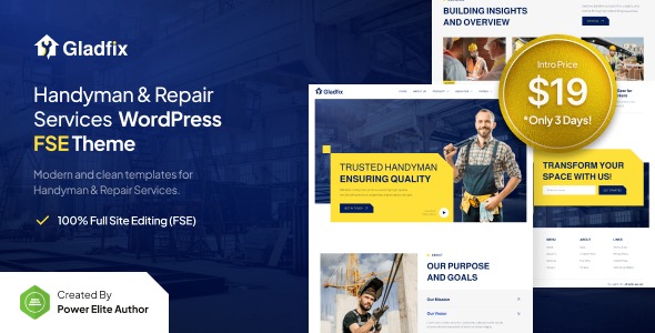 Gladfix v1.0.0 手艺人及维修服务 WordPress 主题
