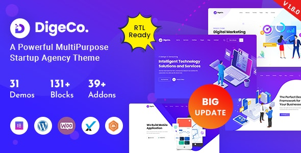 Digeco (v2.2.0) 创业机构WordPress主题 - 现代化设计与多功能性