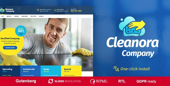 Cleanora (v1.1.8) 清洁服务主题 - 专业清洁公司网站模板