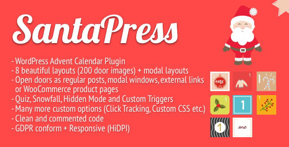SantaPress v1.7.1 WordPress圣诞日历插件与测验工具