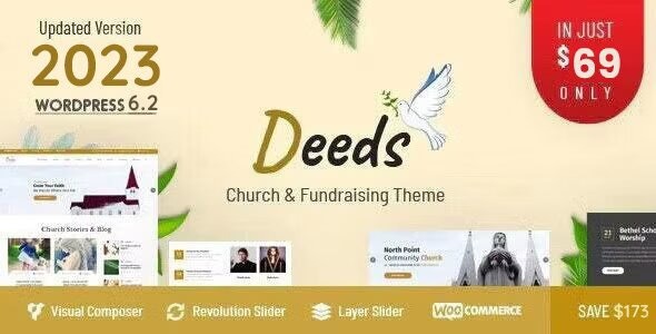 Deeds (v10.3) 最佳响应式非营利教堂WordPress主题