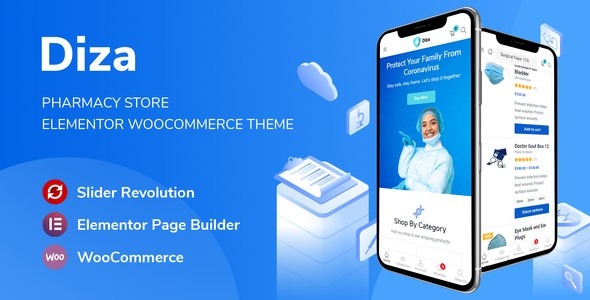 Diza (v1.3.8) 药店商城Elementor Woo主题 - 专业医药电商解决方案