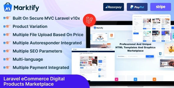 Marktify v4.2 Laravel eCommerce Digital Product Marketplace - Laravel电商数字产品市场主题