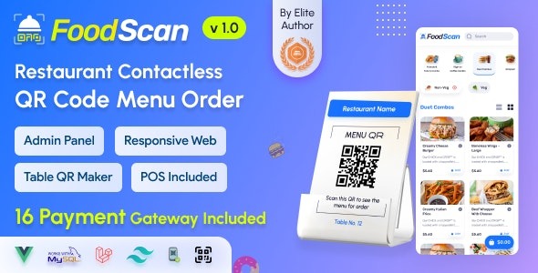 FoodScan (v2.1) 二维码餐厅菜单制作与无接触餐桌点餐系统及餐厅POS