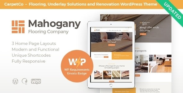 Mahogany (v2.7.0) 木工与地板公司WordPress主题 - 专业木业网站设计