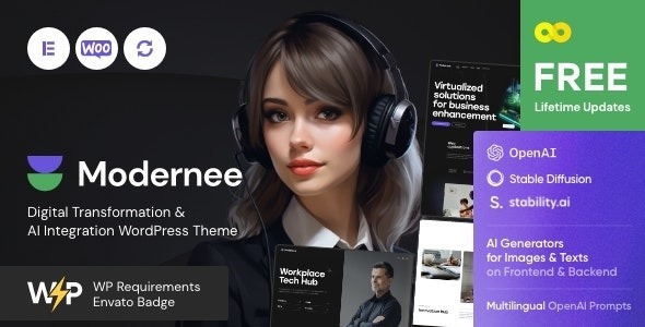 Modernee (v1.6.0) AI集成与数字化转型WordPress主题
