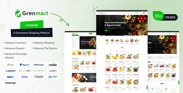 Grenmart (v1.3.0) 有机食品杂货 Laravel 电子商务主题