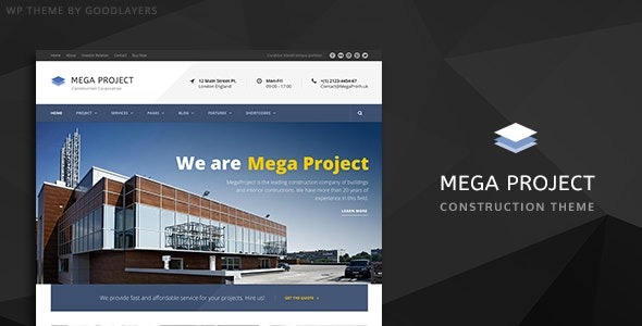 Mega Project v1.4.0 建筑公司WordPress主题 - 专业建筑行业网站解决方案