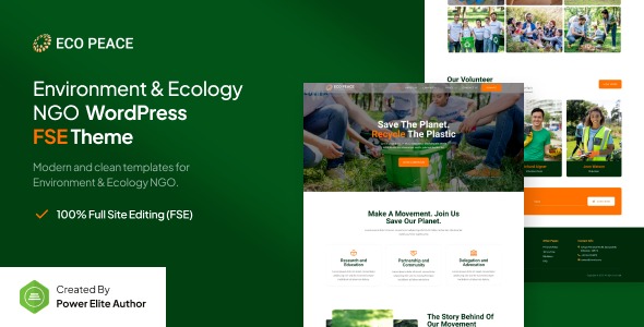 EcoPeace (v1.0.0) 环境与生态非政府组织FSE WordPress主题