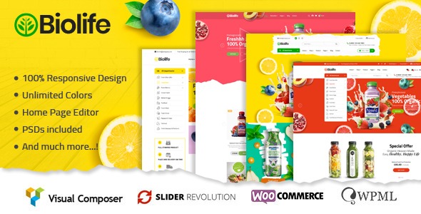 Biolife v3.2.3 有机食品WordPress主题（支持RTL）