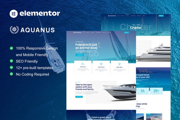 Aquanus – 游艇俱乐部与船只租赁Elementor模板套件