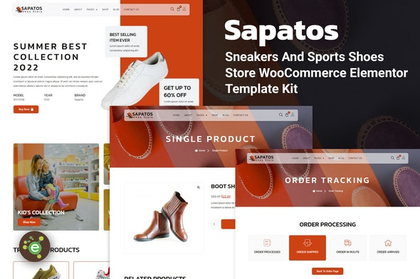 Sapatos - 运动鞋与休闲鞋 WooCommerce Elementor 模板套件
