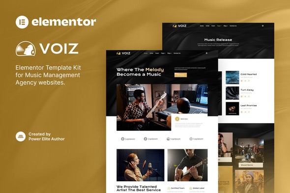 Voiz – Music Management Agency Elementor Template Kit | 音乐管理代理Elementor模板套件