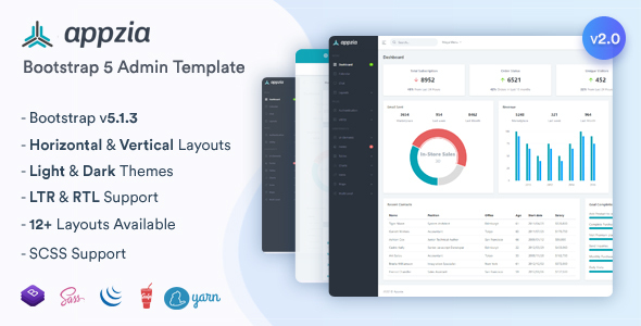 Appzia - 响应式Bootstrap 5管理仪表盘主题