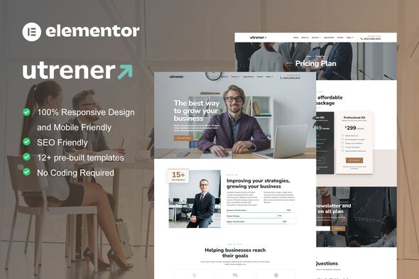 Utrener - Business Coach Elementor Pro Template Kit | 商业教练Elementor专业模板套件