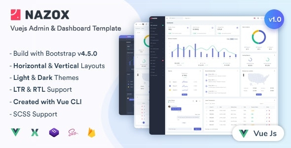 Nazox - Vue Js Admin & Dashboard Template | Vue Js 后台管理和仪表盘模板