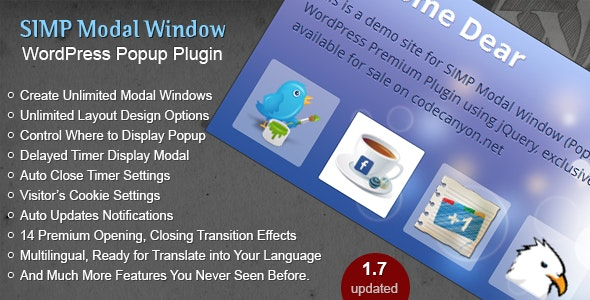 Simp Modal Window v1.7 WordPress插件 - 轻量级弹窗窗口解决方案