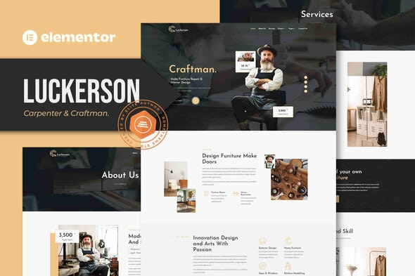 Luckerson – Carpenter & Craftman Elementor Template Kit | 木工与工匠Elementor模板套件