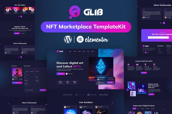 Glib – NFT市场Elementor Pro模板套件