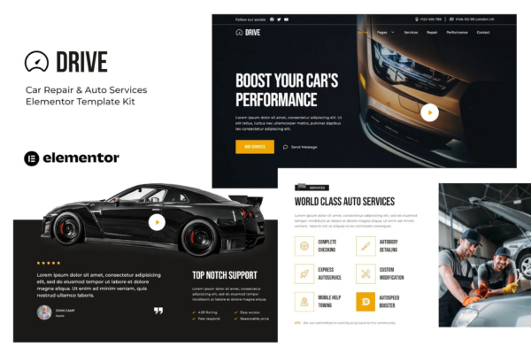 Drive – 汽车维修与保养服务Elementor模板套件